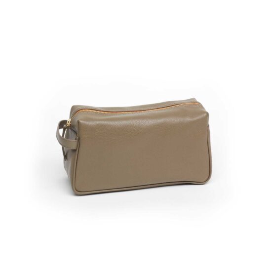 Toilet Bag in Taupe from Fine Madras Leather in Small
