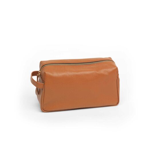 Toilet bag in light brown from noble Madras leather in Small