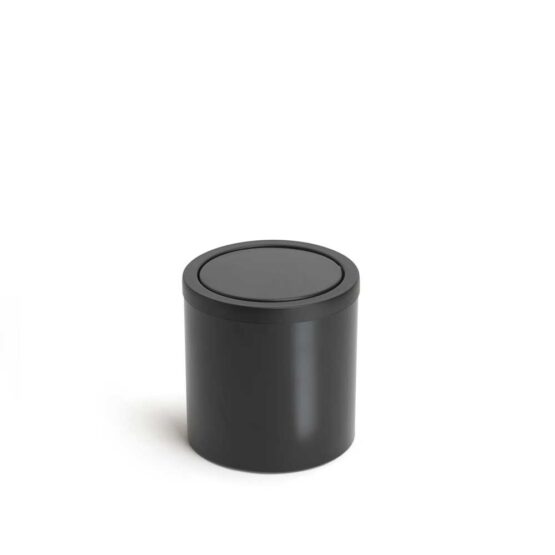 Kosmetikeimer Mülleimer SOLID aus Schwarz mattem Edelstahl mit Schwingdeckel - klein