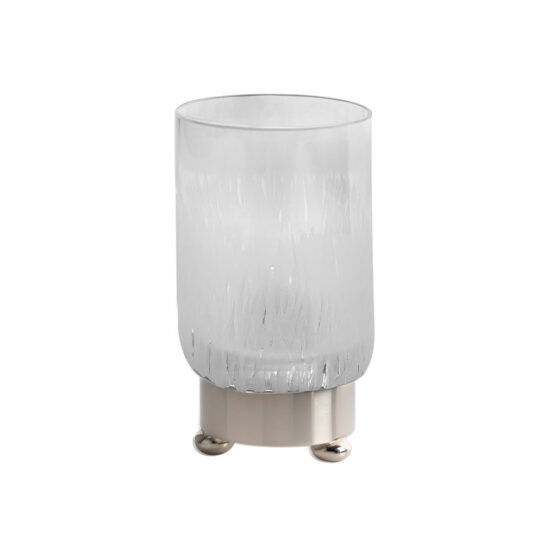 Luxury glass tumbler made of glass and brass in nickel by Cristal & Bronze from the Bambou series