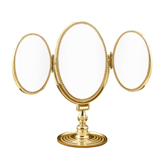 Luxus Kosmetikspiegel 3-teilig aus Messing in Gold aus der Serie FS01 von Cristal & Bronze