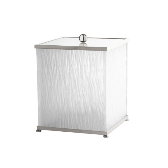 Luxury bathroom bin made of glass and brass in nickel by Cristal & Bronze from the Bambou series