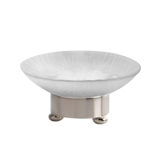 Luxury soap dish made of glass and brass in nickel by Cristal & Bronze from the Bambou series