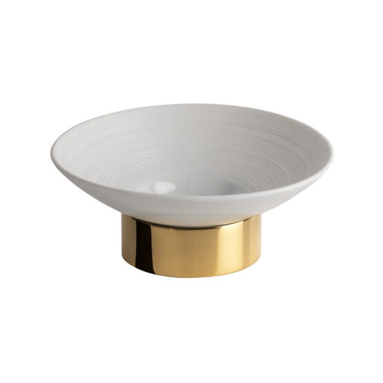 Luxus Seifenschale aus Porzellan und Messing in Gold von Cristal & Bronze aus der Serie Hemisphere
