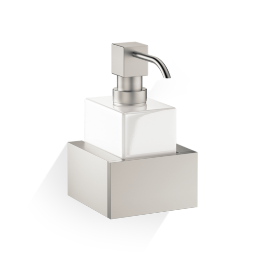 Brass and Porcelain Wall Mounted Soap Dispenser in Nickel satin by Decor Walther from the Brick series