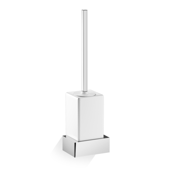 Brass and Porcelain Toilet Brush Holder in Chrome by Decor Walther from the Brick series