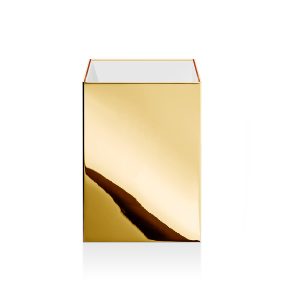 Brass Bathroom Wastebasket in Gold by Decor Walther from the Cube series