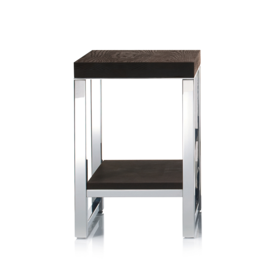 Bathroom Stool made of Stainless steel polished and Wood in Dark by Decor Walther
