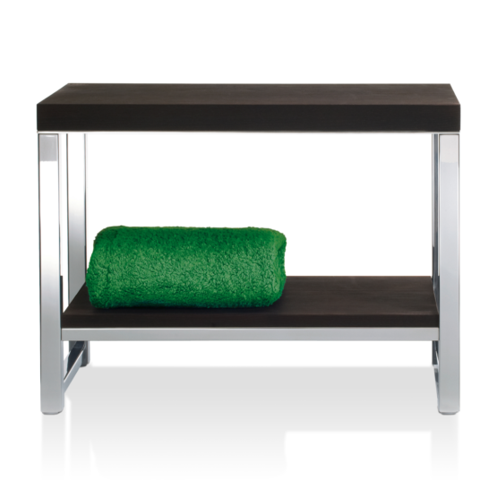 Bathroom Bench made of Stainless steel polished and Wood in Dark by Decor Walther