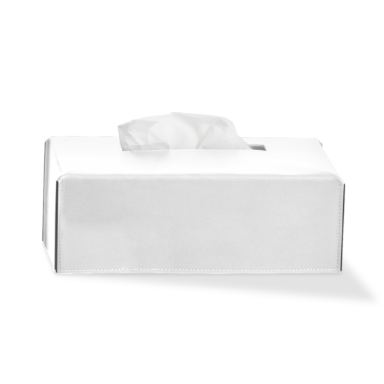 Paper Towel Box made of Real leather in Snow-white by Decor Walther